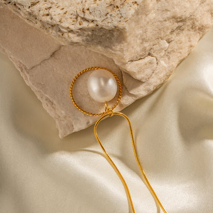 18K Gold Snake Chain with Freshwater Pearl Necklace