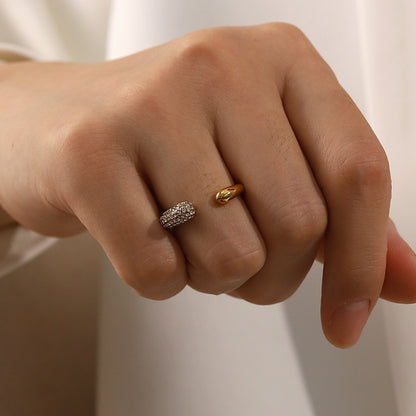 18K Gold Plated Healing Ring with White Lab Created Diamonds