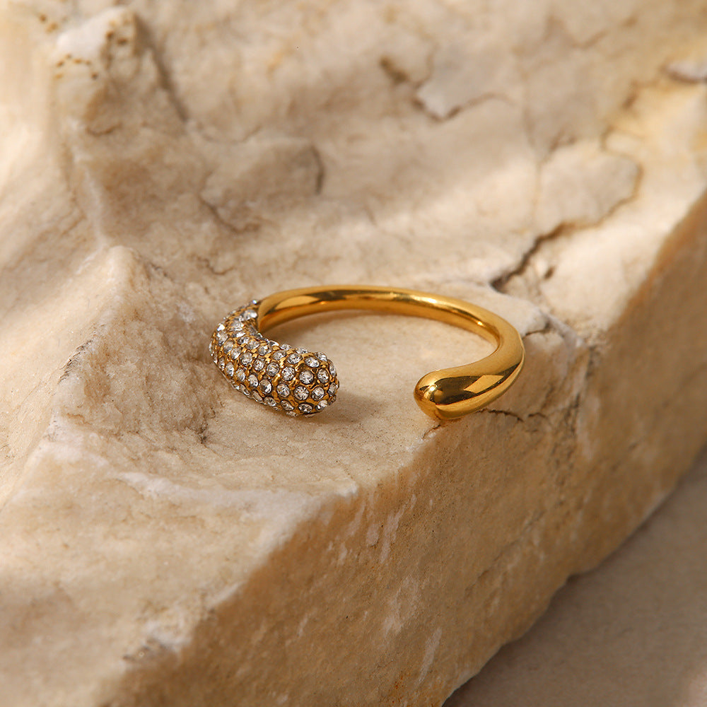 18K Gold Plated Healing Ring with White Lab Created Diamonds