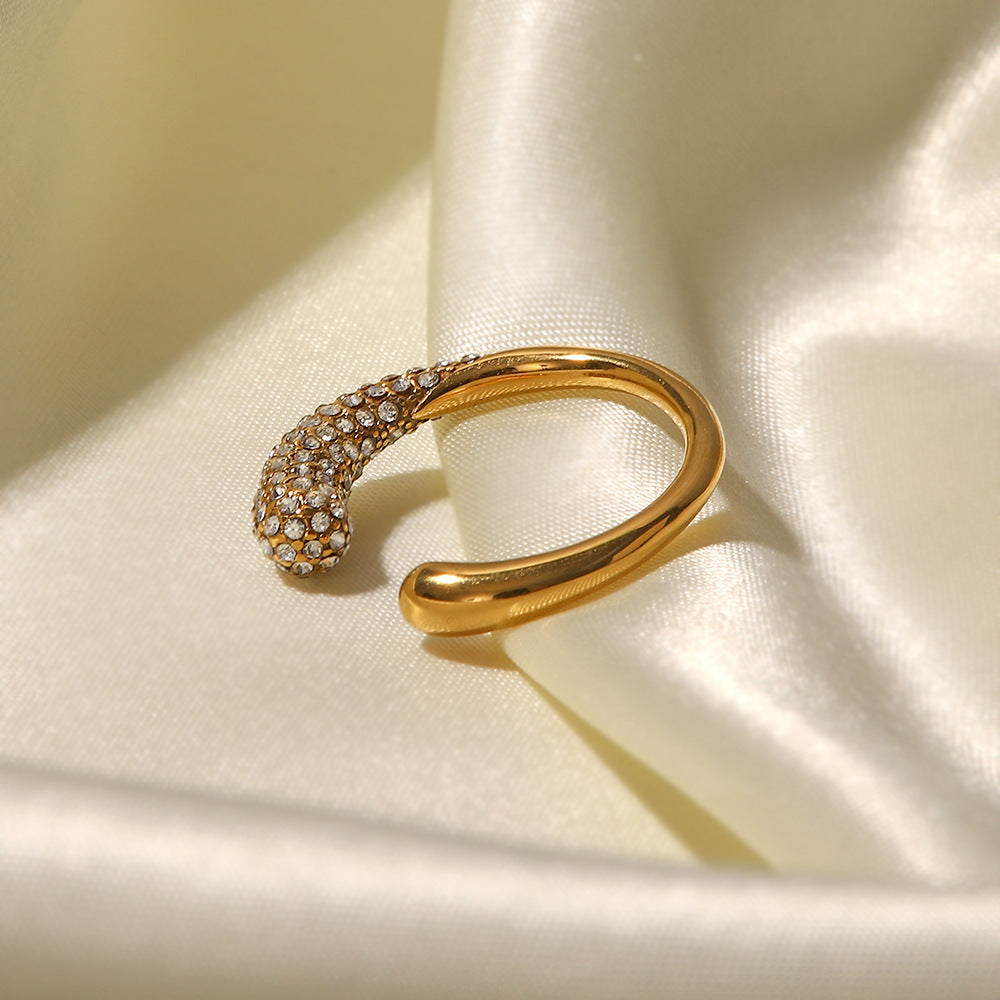 18K Gold Plated Healing Ring with White Lab Created Diamonds