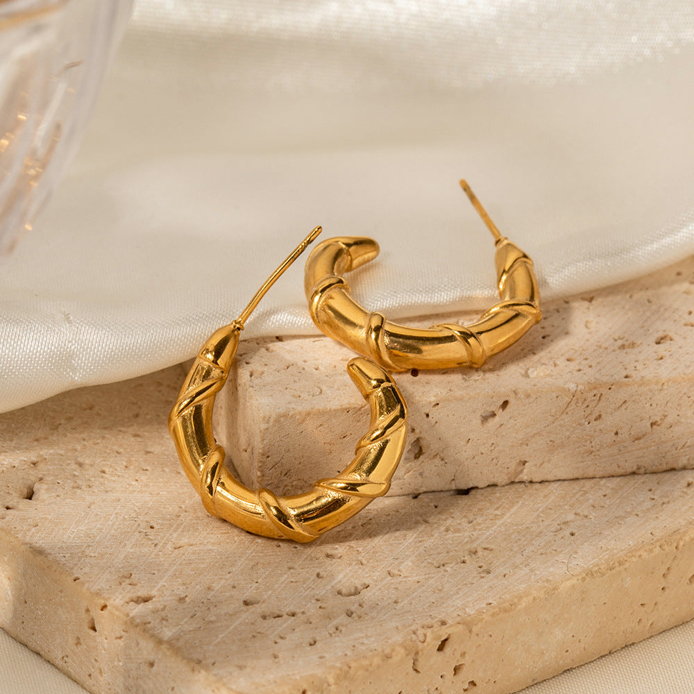 18K Gold C-Wrap Earrings- Cece