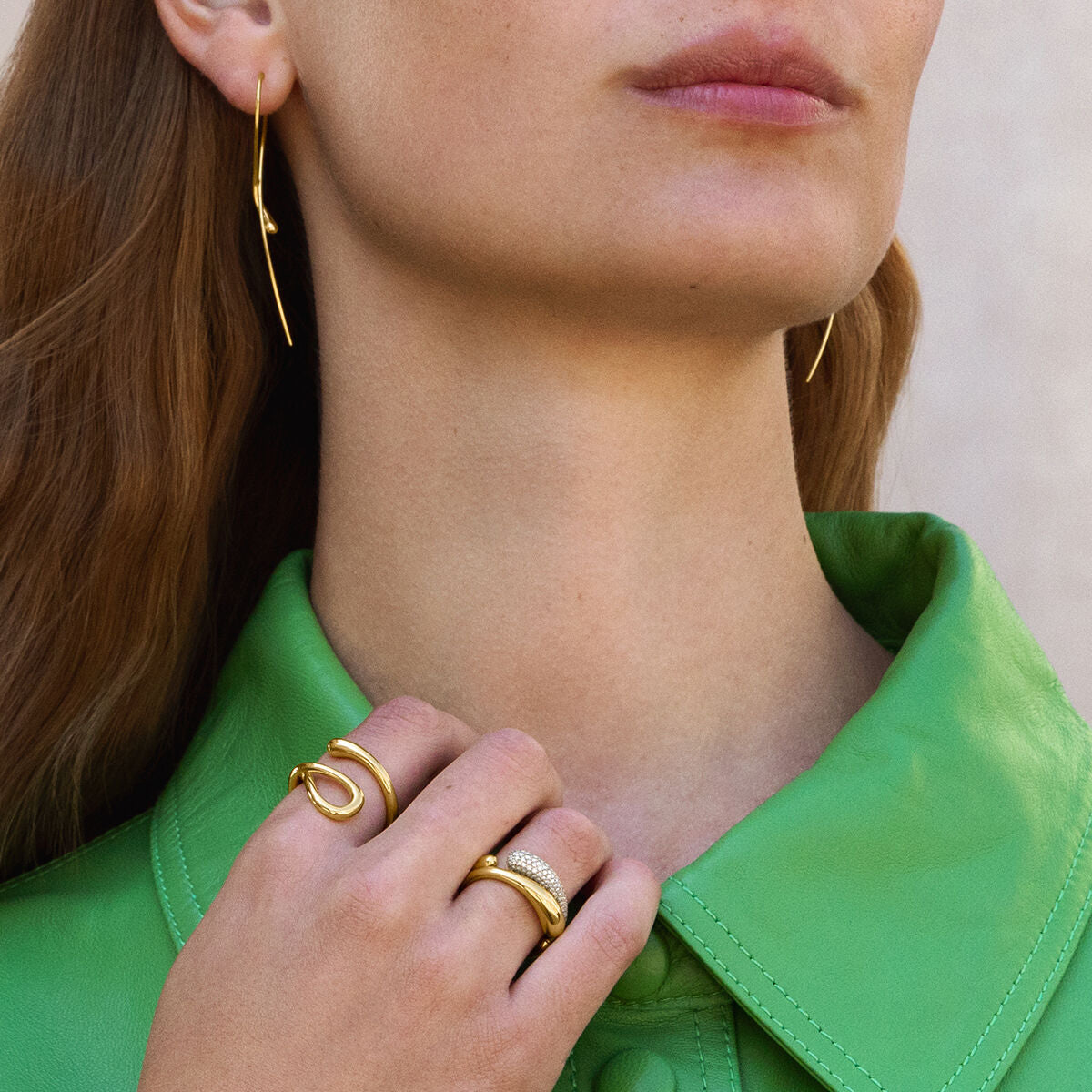 18K Gold Plated Healing Ring with White Lab Created Diamonds