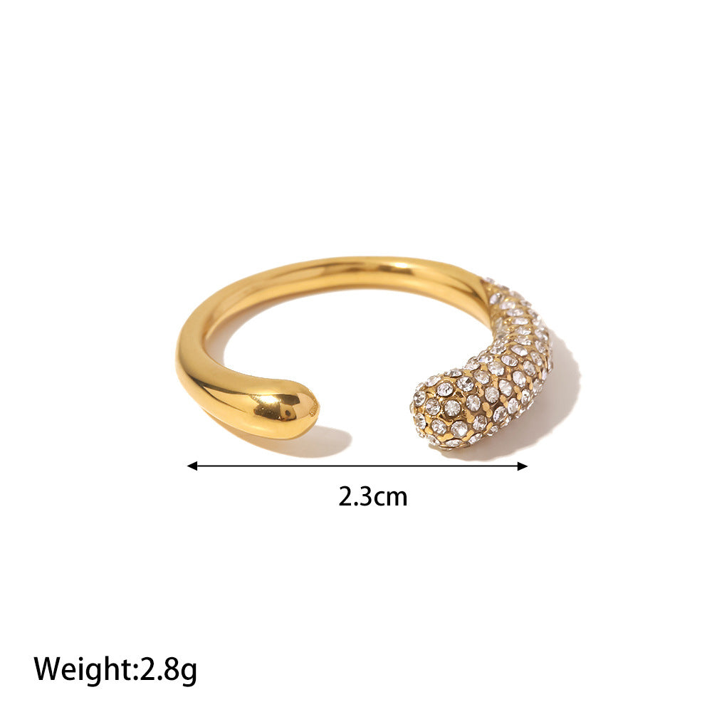 18K Gold Plated Healing Ring with White Lab Created Diamonds