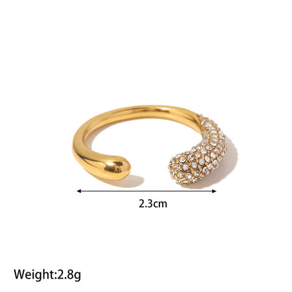 18K Gold Plated Healing Ring with White Lab Created Diamonds