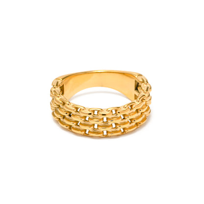 18k Gold Classic  Hollow Braided  Ring -Self-esteem Enhancer