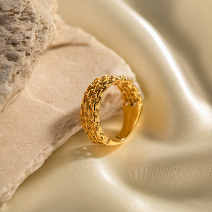 18k Gold Classic  Hollow Braided  Ring -Self-esteem Enhancer